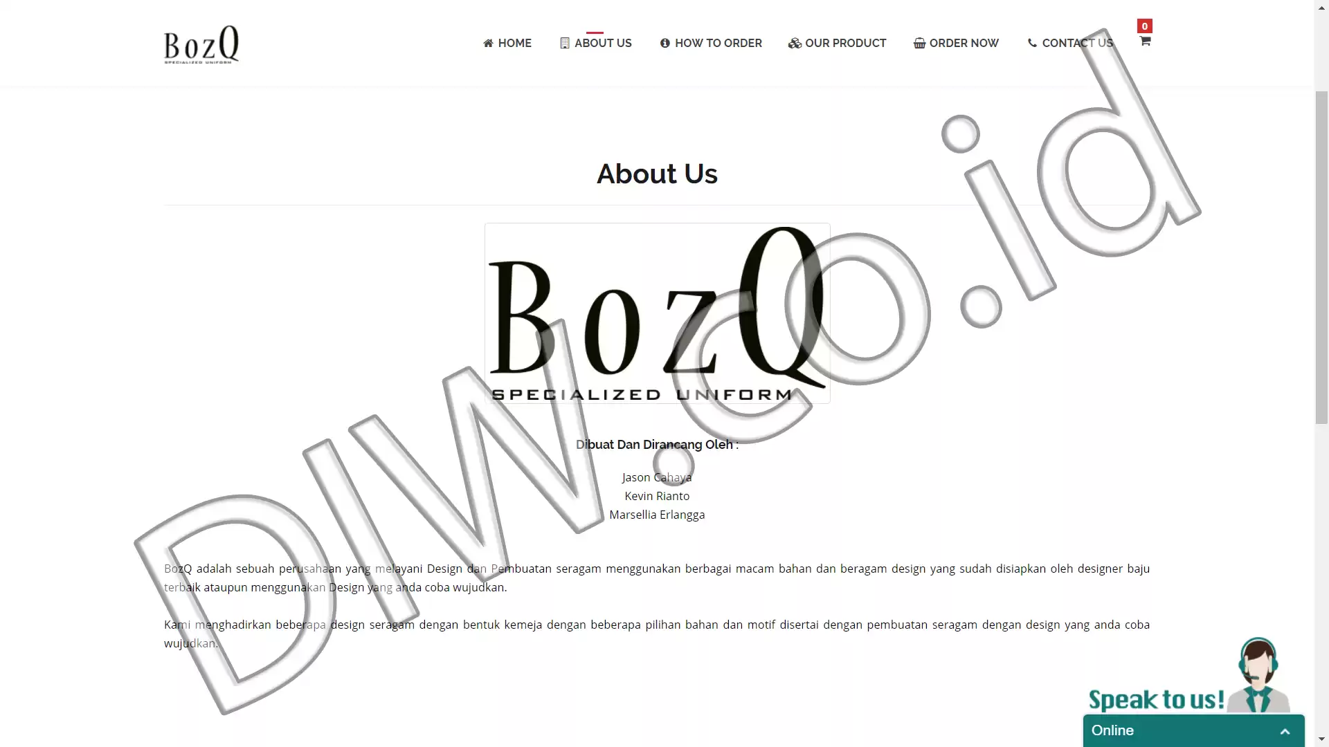 Portfolio - Bozq The Uniform - DIW.co.id (Digital In Website) Jasa Pembuatan Website dan Program Skripsi
