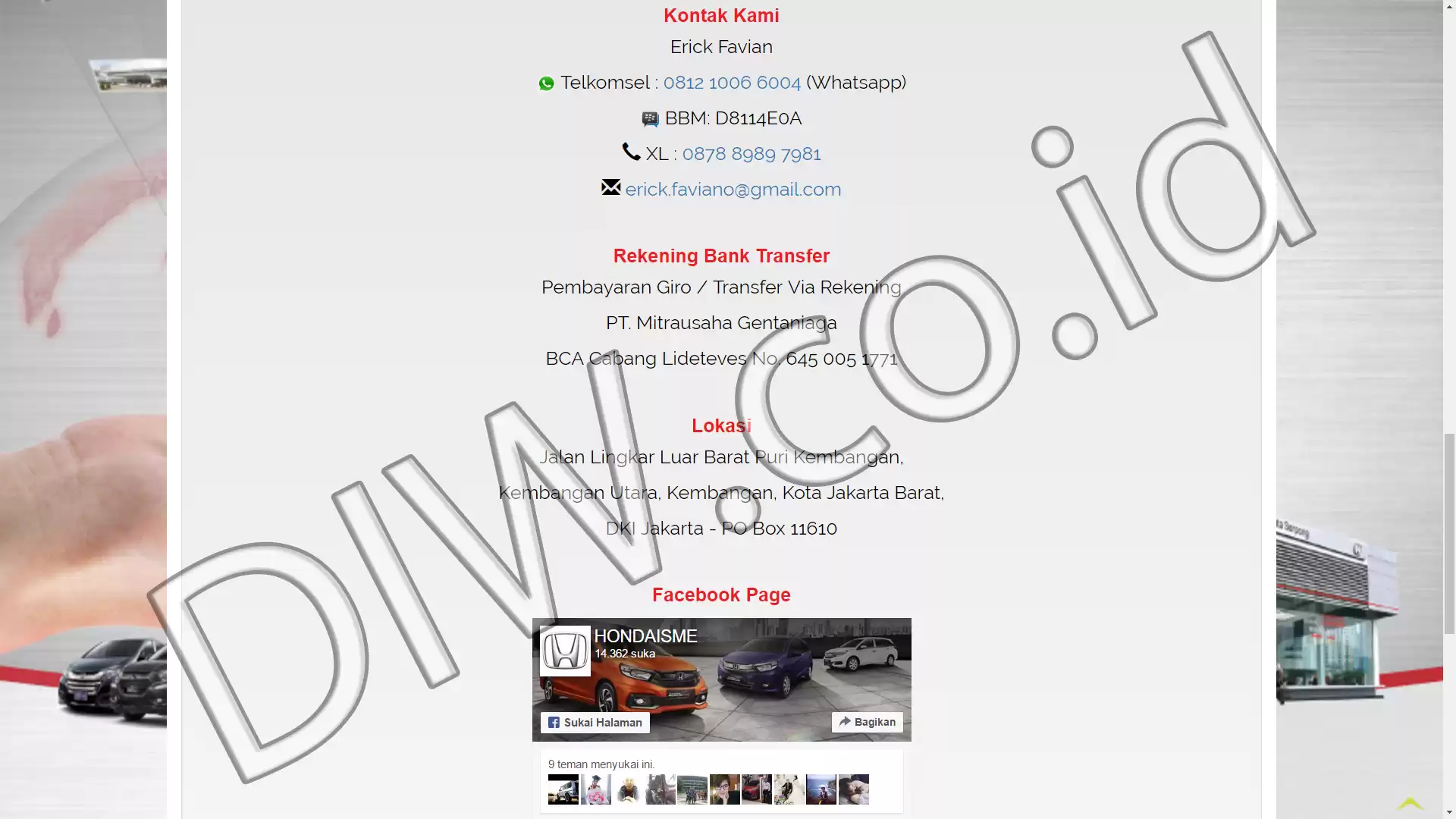 Portfolio - Dealer Honda Jakarta - DIW.co.id (Digital In Website) Jasa Pembuatan Website dan Program Skripsi