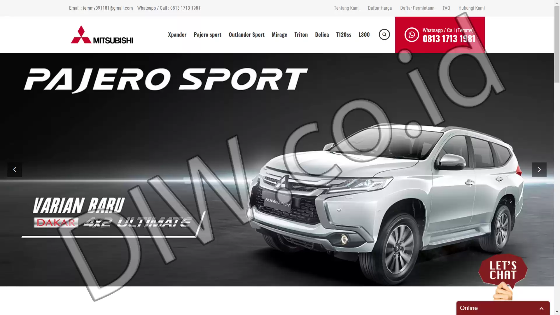 Portfolio - Dealer Mitsubishi Jakarta Barat - DIW.co.id (Digital In Website) Jasa Pembuatan Website dan Program Skripsi