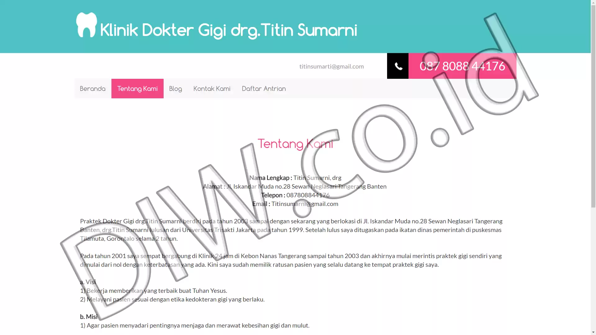 Portfolio - Klinik Dokter Gigi Drg Titin Sumarni - DIW.co.id (Digital In Website) Jasa Pembuatan Website dan Program Skripsi