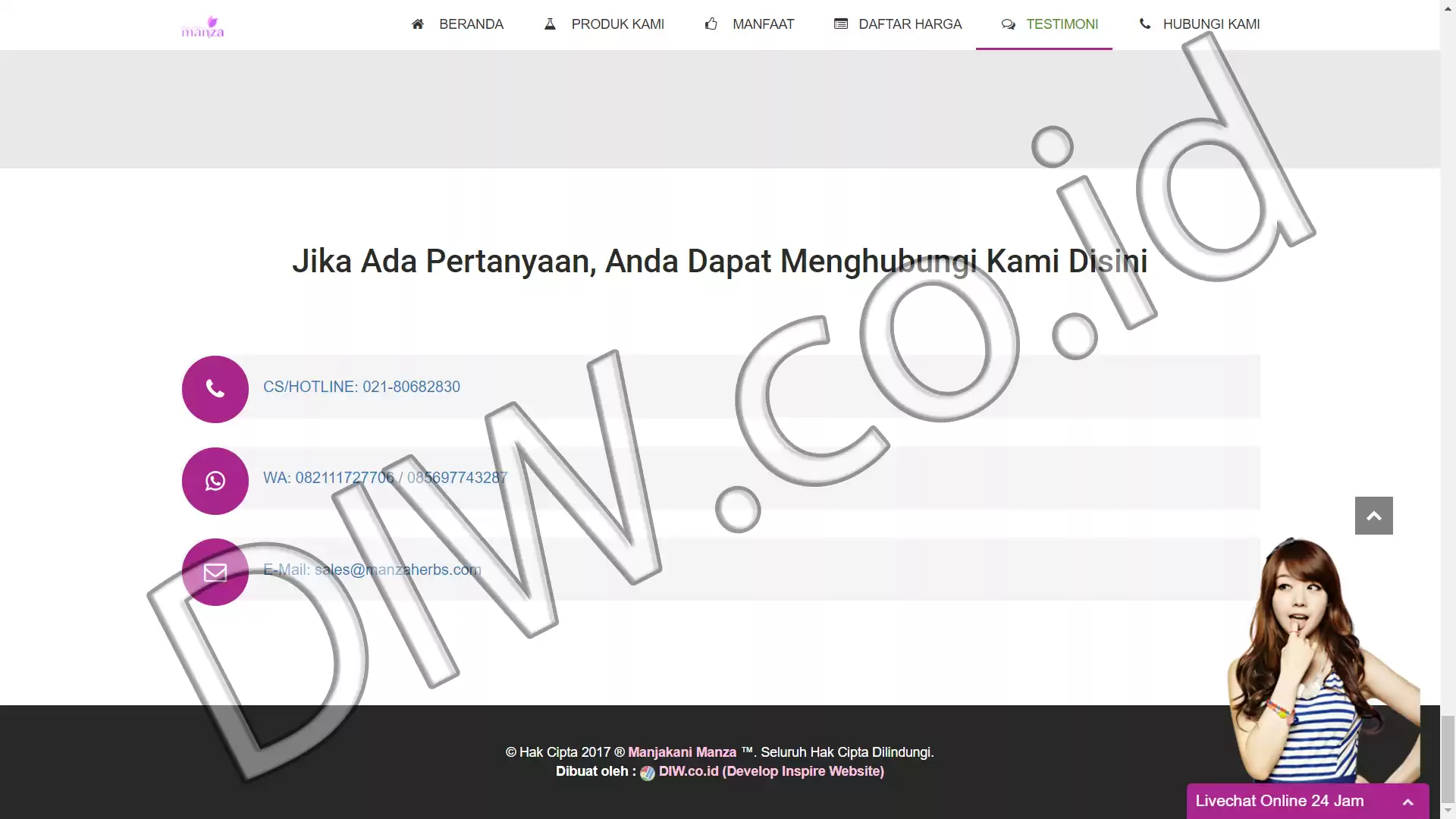 Portfolio - Manjakani Manza - DIW.co.id (Digital In Website) Jasa Pembuatan Website dan Program Skripsi