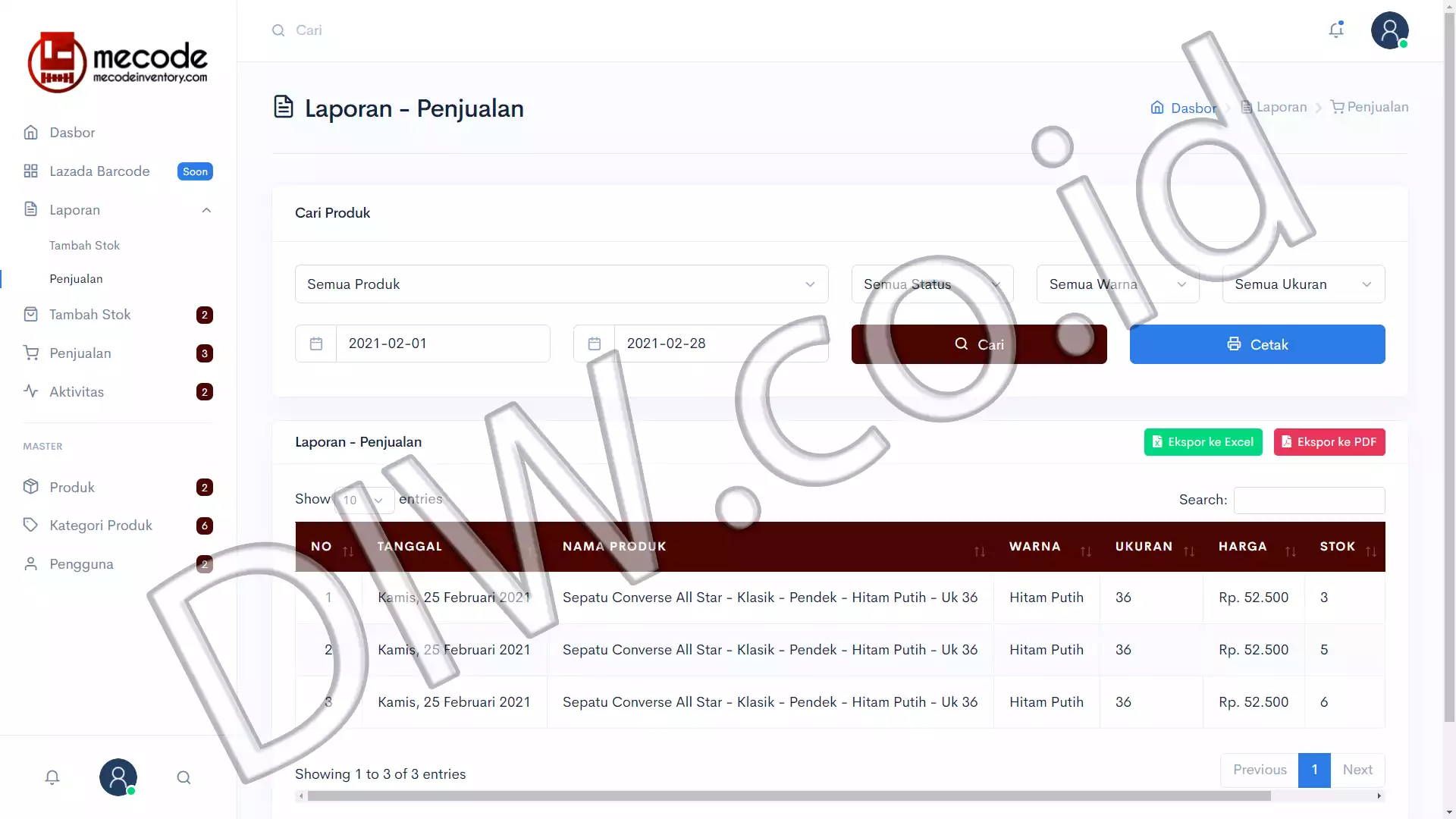 Portfolio - Mecode Inventory - DIW.co.id (Digital In Website) Jasa Pembuatan Website dan Program Skripsi