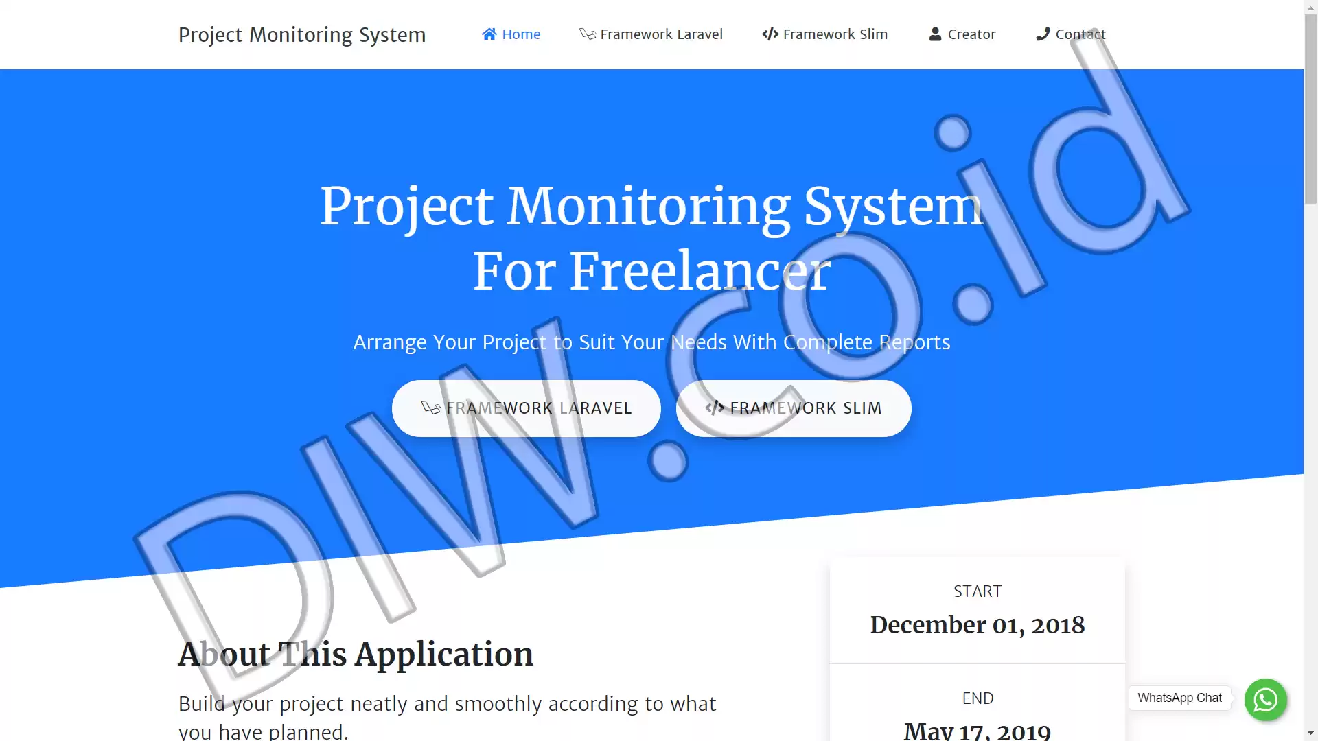 Portfolio - Project Monitoring - DIW.co.id (Digital In Website) Jasa Pembuatan Website dan Program Skripsi