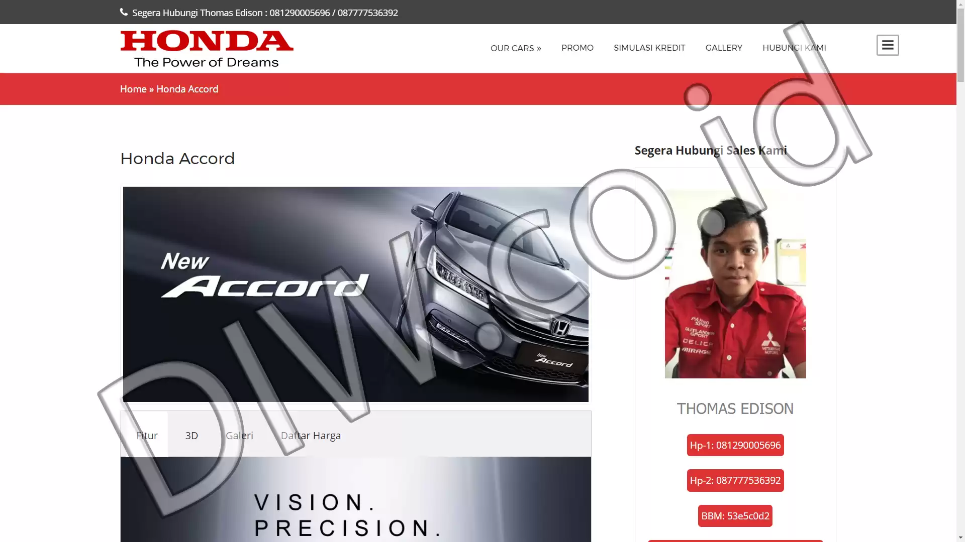 Portfolio - Promo Honda Mobil - DIW.co.id (Digital In Website) Jasa Pembuatan Website dan Program Skripsi