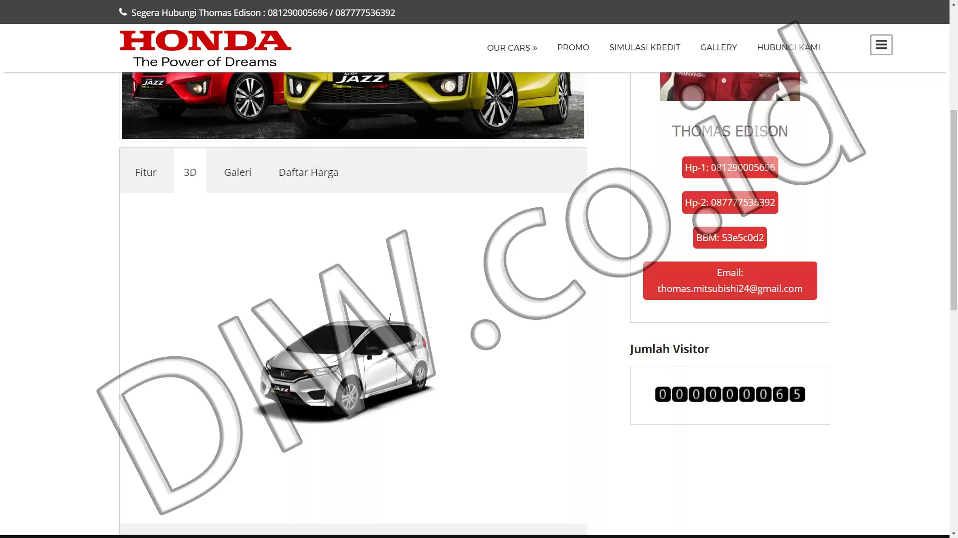 Portfolio - Promo Honda Mobil - DIW.co.id (Digital In Website) Jasa Pembuatan Website dan Program Skripsi