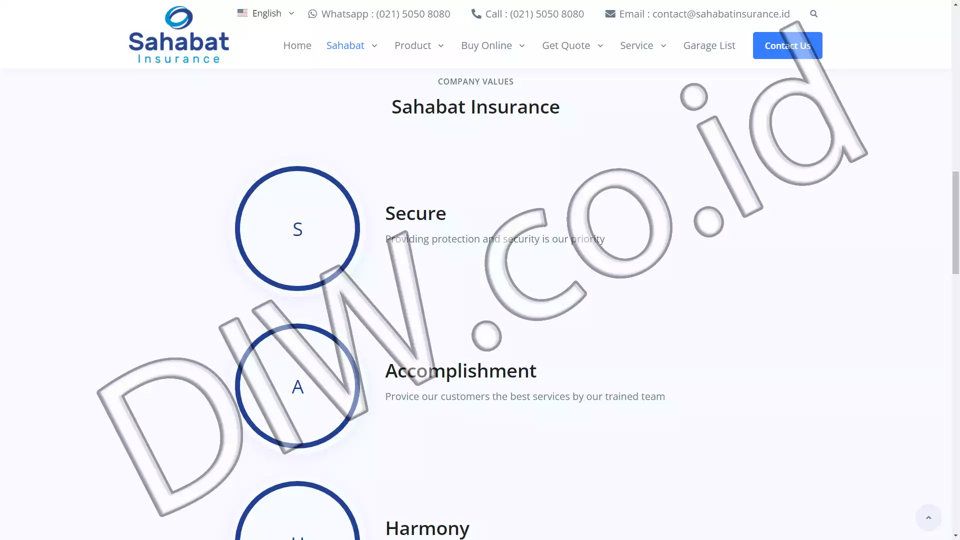 Portfolio - Sahabat Insurance - DIW.co.id (Digital In Website) Jasa Pembuatan Website dan Program Skripsi