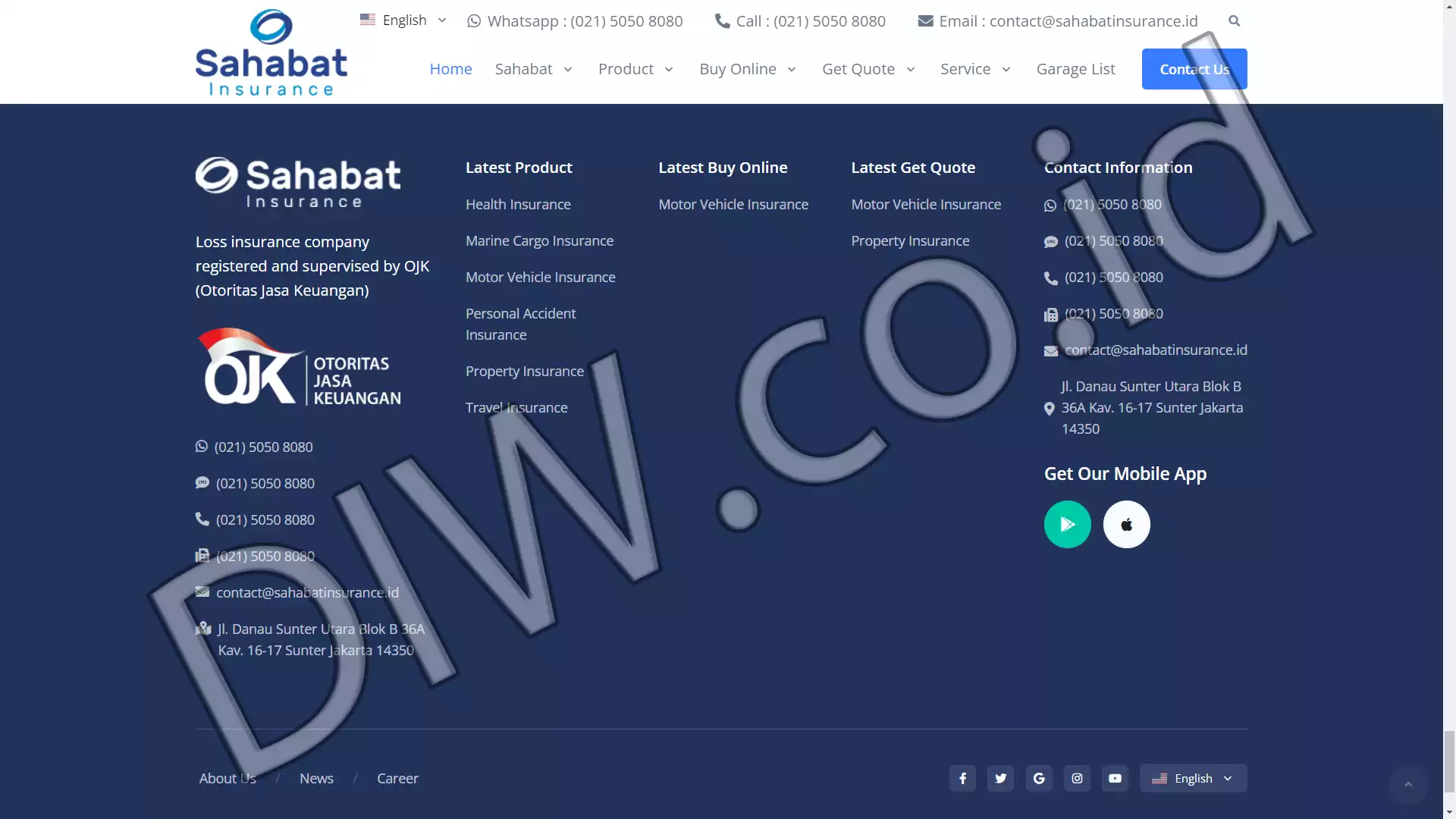 Portfolio - Sahabat Insurance - DIW.co.id (Digital In Website) Jasa Pembuatan Website dan Program Skripsi