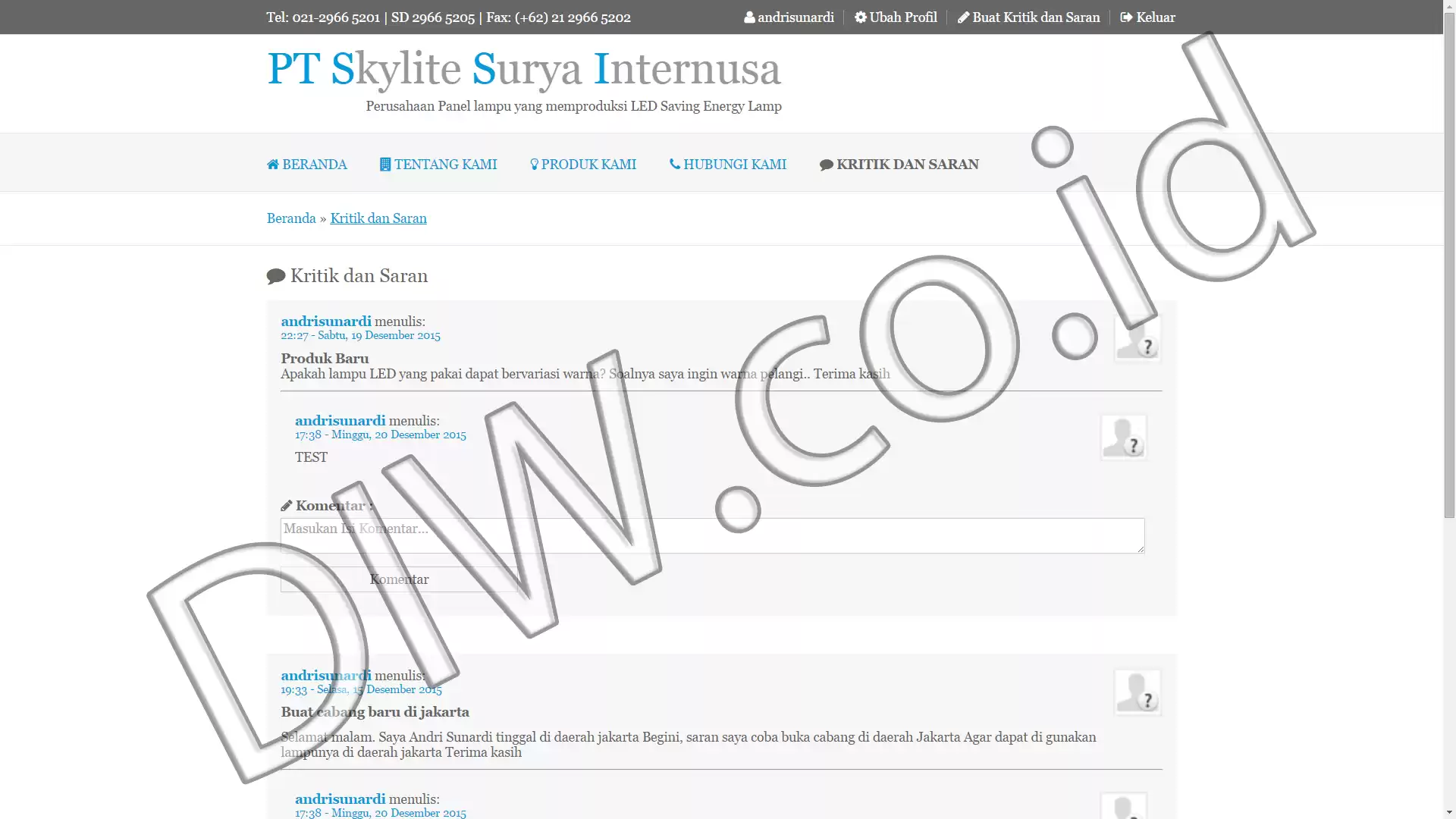 Portfolio - Skylite Surya Internusa - DIW.co.id (Digital In Website) Jasa Pembuatan Website dan Program Skripsi