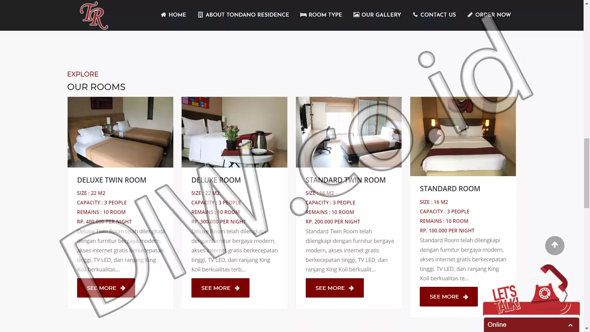 Portfolio - Tondano Residence - DIW.co.id (Digital In Website) Jasa Pembuatan Website dan Program Skripsi